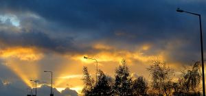Storm clouds in the western sky