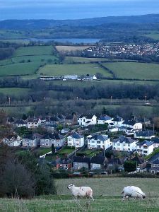 Dropping off the ridge towards the house as it gets dark