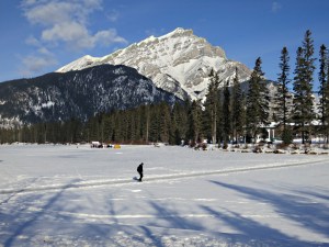 One of the footpaths across the river-ice