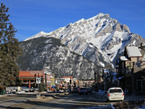 Cascade Mountain, dramatic backdrop along the length of Banff Avenue