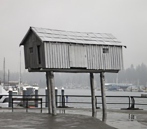 'The Light Shed', sculpture representing a freight shed which once stood at Coal Hartbour
