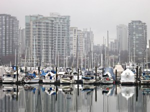 Tower blocks, boats, masts .... and shrink wrapping., 