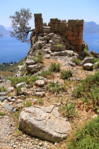 Another angle on the Kastri, ancient olive perss in the foreground