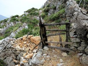 Another Greek Gate at the top of a steep gully