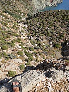 On the edge of one of the steeper drops