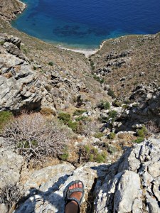 On the edge.  In places the drop from the path is dramatic