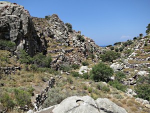 Looking back down the gorge from a mid point on the top of a large rock