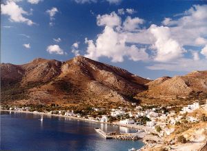Looking down to Livadia, the largest settlement on Tilos