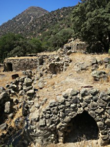 Some of the large group of houses set into the terraces