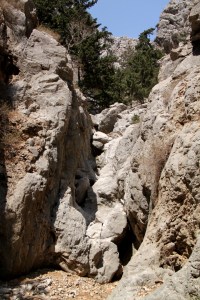 A little rock climbing on dry waterfalls is necessary to progress up the gorrge