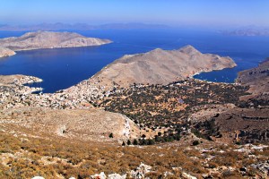 Getting towards the top and looking down over the town and Pedi Bay