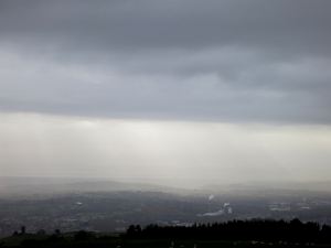 Looking south the Bristol Channel disappears in the greyness, and England doesn't exist