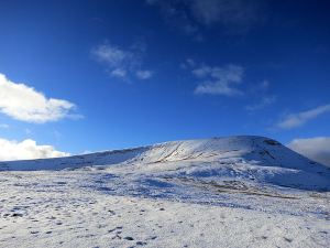 Looking to the top of the the  Fan Fawr ridge from part way up