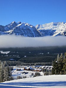 The Ski Lodge at Lake Louise below the cloud band
