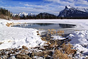 A small spring bubbles into the lake