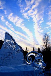 The sun sets on an icy world: as the temperature plummets ice sculptures become more of a feature