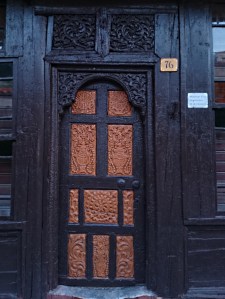 Carved wooded door of a 'traditional' kafenion