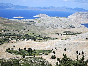 On the way to Agios Emilianos looking across  'oases' of enclosed land