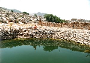 Taken in 2001 this photo shows the rock strata on the far side of the pond were mostly underwater, now extensively exposed
