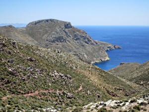 ..... and looking down on the long descent to the spring