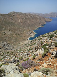 The mountain path crosses the top of the zawn