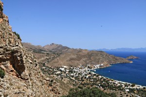 Looking down the side of the crag from the enclosure
