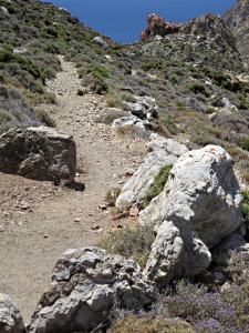 The path to Tholos from the col passes through a threshing circle