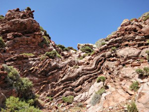 Gnarly rock of the small waterfall
