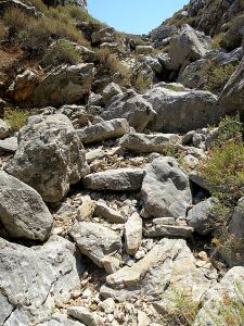 Looking back up at the same drop, good rock-hopping