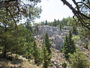 Looking across to a crag on the other side of the gorge