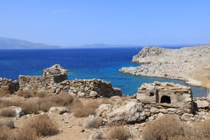 Looking across the main enclosure, bread-oven on the right, house on the left