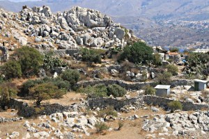 Looking down on the old enclosure from a crag above