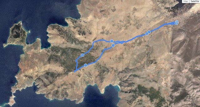 The route plotted on Google Earth
