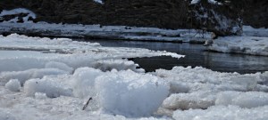 Rapids on the Spray, usually frozen by now