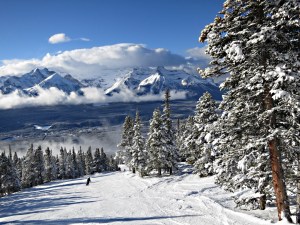 Lake ouise, from the the Top of the World looking down towards the base