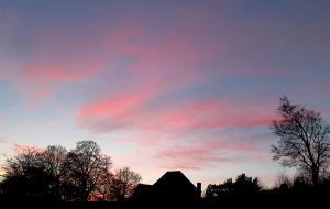 Shell Grotto and blood-red sky