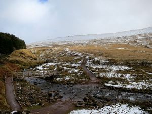 The ford and the 'new' footbridge at the start of the path from the car park