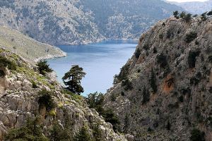 Looking down the Vasilios Gorge towards Lapathos Beach