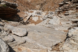 The drop, a long smooth limestone slab