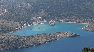 ..... and looking the other way to zoom in on Panormitis bay and the monastery complex