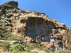 The largest of the lava bubbles about 20 metres high