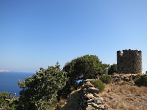 Approaching the windmill on the hill overlooking Mandraki