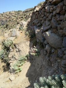 One of the larger collapses in the path.  At this point I traversed across the gap by using hand and footholds on the wall