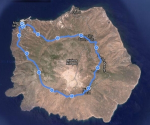 The route, tracked with the GPS on my phone, superimposed on Google Earth.